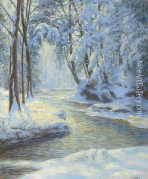 Snowy Landscape With Brook Oil Painting - Walter Launt Palmer