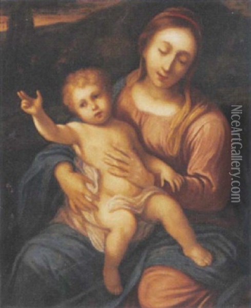 The Madonna And Child Oil Painting - Andrea (Andrea del Salerno) Sabatini