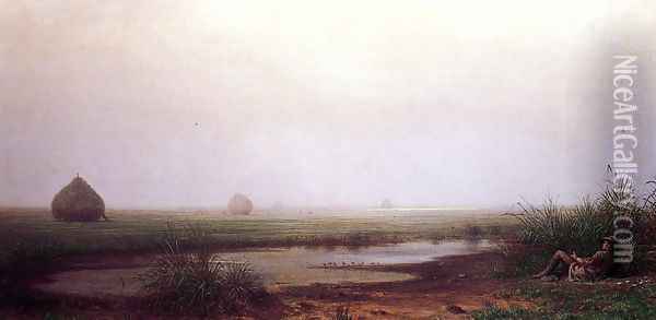 Marsh With A Hunter Oil Painting - Martin Johnson Heade