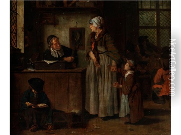 Die Klage Der Mutter Vor Dem Schullehrer Oil Painting - Jan Josef Horemans the Elder