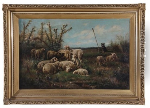Guarding The Flock Oil Painting - Henri De Beul