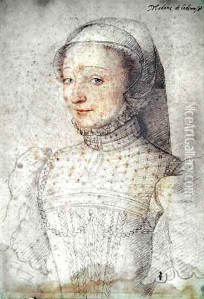Philiberte de Clermont (1520-1604), femme de Jean, sire de Caerousse, c.1558 Oil Painting - (studio of) Clouet