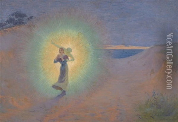 Hommage A Gounod ; Mireille Traversant Le Desert De La Crau Oil Painting - Maurice Chabas