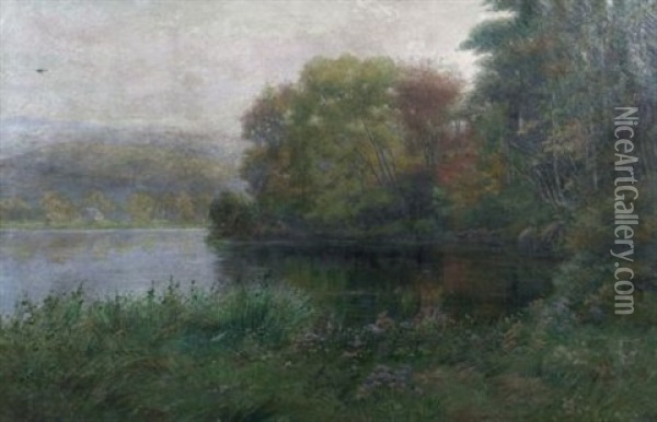 Quiet River Landscape Oil Painting - J. Ambrose Pritchard
