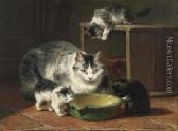Katzen. Oil Painting - Henriette Ronner-Knip