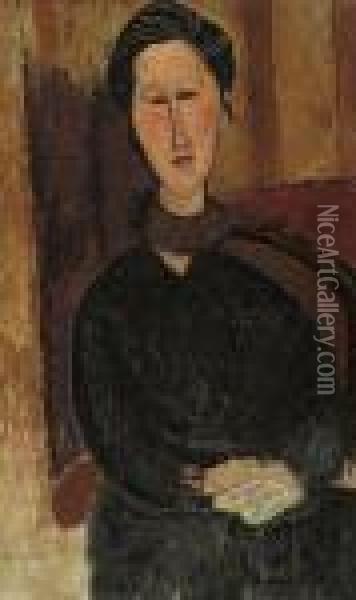 Portrait De Hanka Zborowska Oil Painting - Amedeo Modigliani