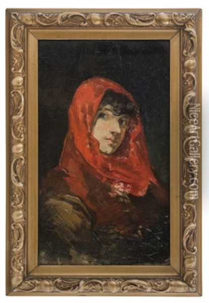 Mujer Con Panoleta Roja Oil Painting - Federico de Madrazo y Kuntz