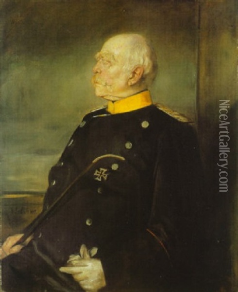 Otto Furst Von Bismarck In Uniform Oil Painting - Franz Seraph von Lenbach