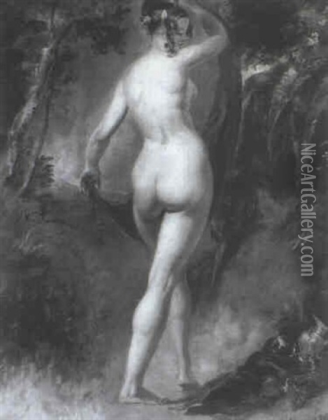 A Female Nude Dancing In A Woodland Landscape Oil Painting - William Etty