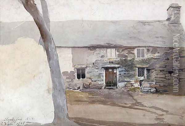 Cottages at Llanllyfni, North Wales, 1805 Oil Painting - Cornelius Varley