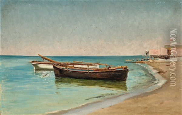 Boote Am Strand Von Palo Oil Painting - Pietro Barucci