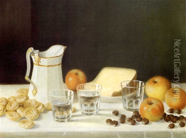 Cheese, Crackers And Chestnuts Oil Painting - John F. Francis