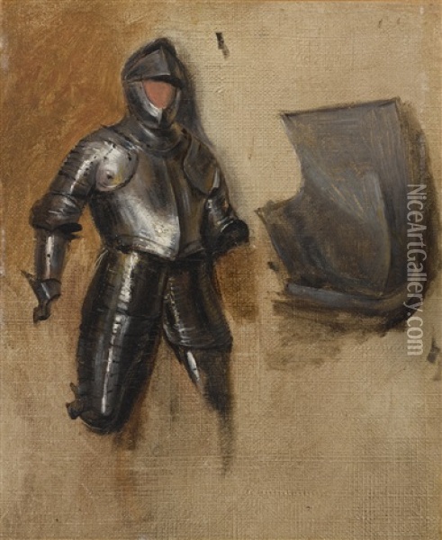 Study Of A Sixteenth-century Half Suit Of Armor Oil Painting - Richard Parkes Bonington