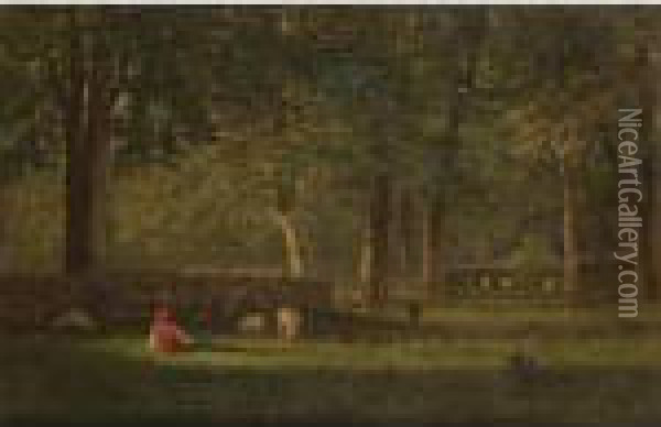 Wood Interior-sheep Oil Painting - George Inness