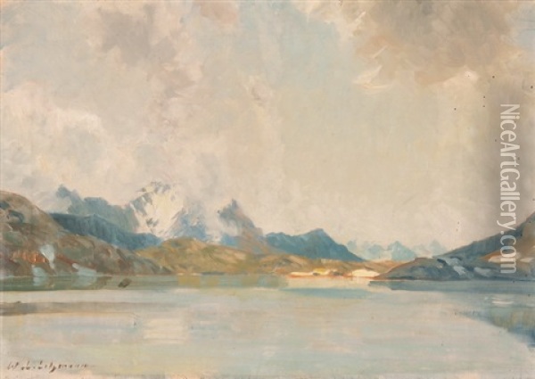 Lago Bianco Bernina Oil Painting - Wilhelm Ludwig Lehmann