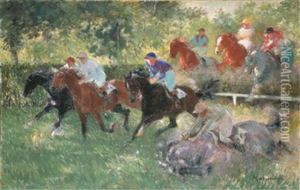 Les Courses A Auteuil Oil Painting - Louis Ferdinand Malespina