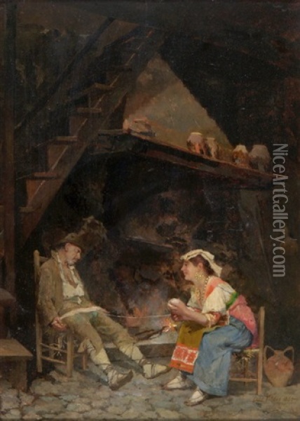 An Interior In Venice Oil Painting - Sir Samuel Luke Fildes