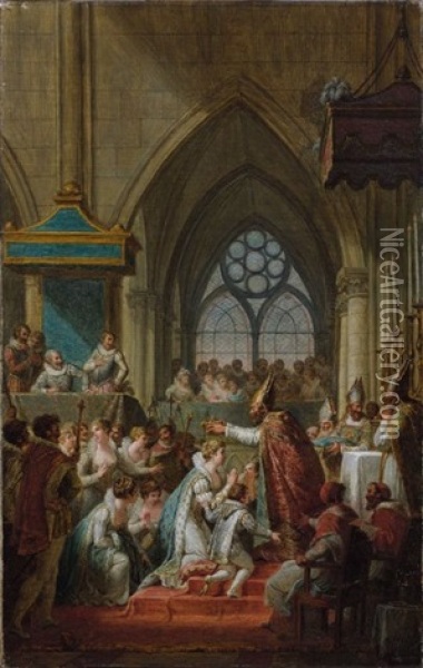 Le Sacre De Marie De Medicis Le 13 Mai 1610 Oil Painting - Nicolas-Andre Monsiau