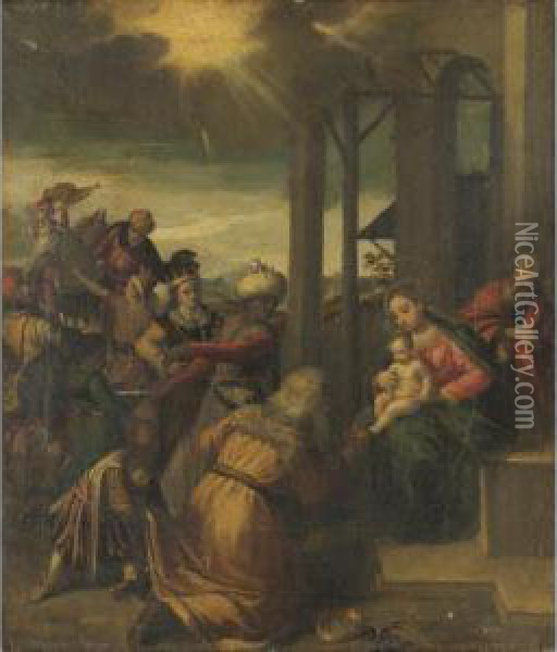 Adorazione Dei Magi Oil Painting - Ippolito Scarsella (see Scarsellino)