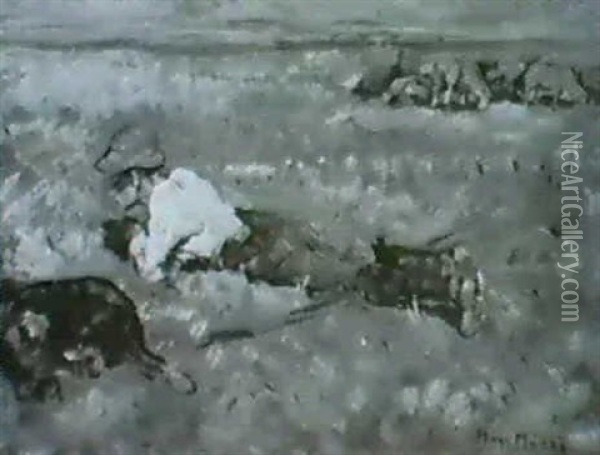 Ruhender Hirtenjunge Mit Hund Oil Painting - Hugo Muehlig