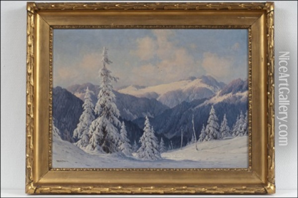Talvimaisema Vuoristossa Oil Painting - Karl Hauptmann