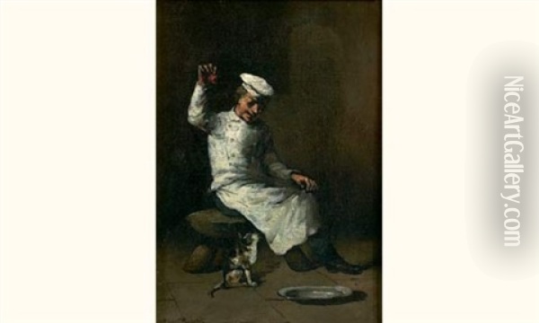 Le Cuisinier Oil Painting - Germain Theodore Ribot