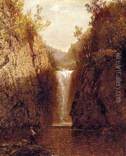 Landscape with Waterfall Oil Painting - John Frederick Kensett