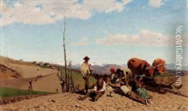 Prime Giornate Di Bel Tempo - 1872 Oil Painting - Stefano Bruzzi