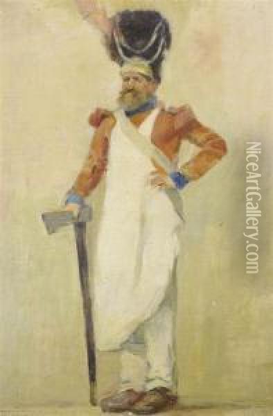 A Soldier With An Axe. Oil Painting - Paul Virchaux