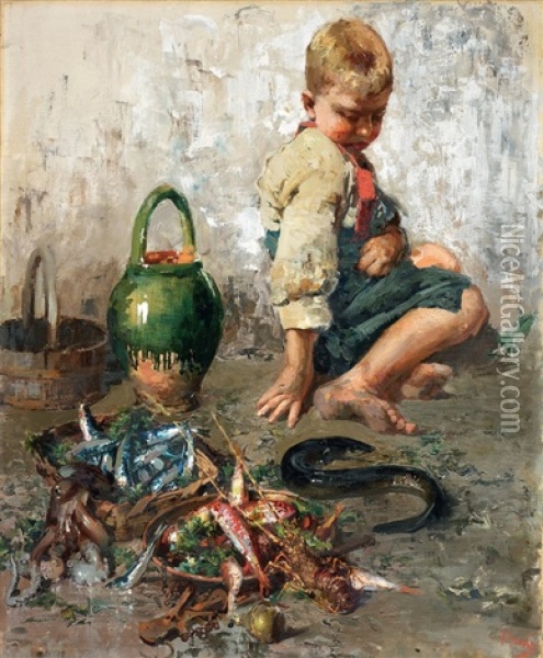 Pescatorello Oil Painting - Vincenzo Irolli