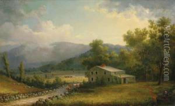 A New England Farm Oil Painting - John White Allen Scott
