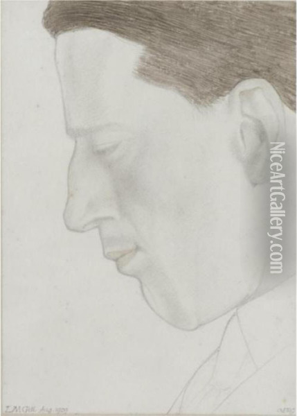 The Artist's Brother, Lawrence Oil Painting - Eric Gill