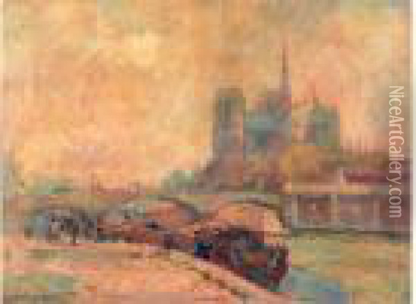 Notre Dame De Paris Vue Des Quais Oil Painting - Albert Lebourg