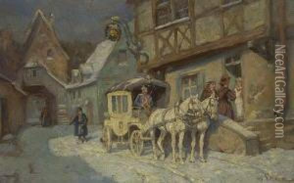 Halt Der Postkutsche Oil Painting - Wilhelm Velten