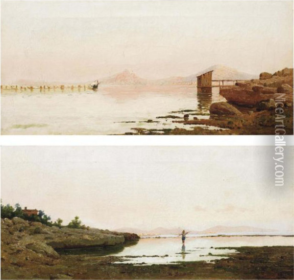 Views Of The Coast Near Palermo Oil Painting - Ettore De Maria-Bergler