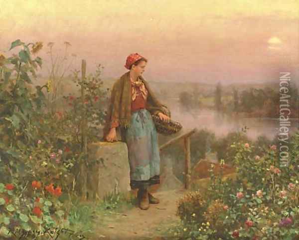 A Thoughtful Moment Oil Painting - Daniel Ridgway Knight
