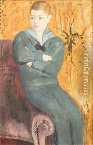 Boy In Sailor Costume Oil Painting - Isaac Gruenewald