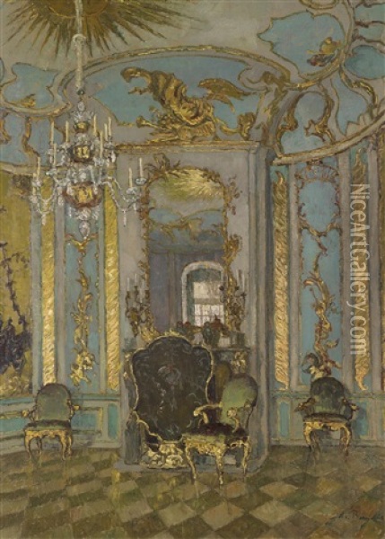 Musikzimmer Im Stadtschlos Potsdam Oil Painting - August Von Brandis