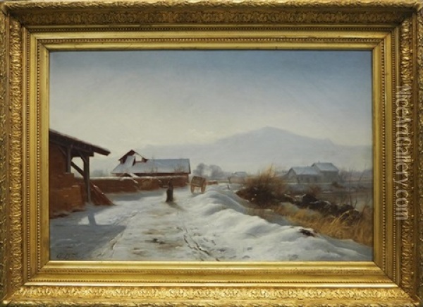 Chemin Enneige Dans La Plaine Du Rondeau Oil Painting - Charles Alexandre Bertier
