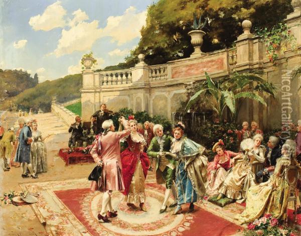 The Garden Party Oil Painting - Henri Victor Lesur