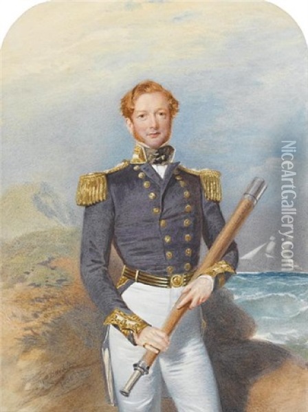 A Naval Officer Oil Painting - William Buckler