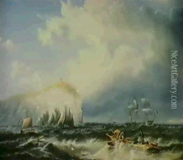 Off The Needles, Isle Of Wight Oil Painting - John Wilson Carmichael