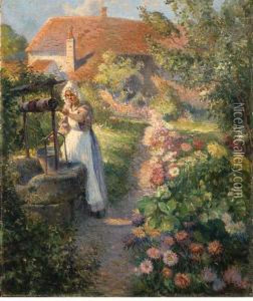 In The Garden Oil Painting - Max Silbert