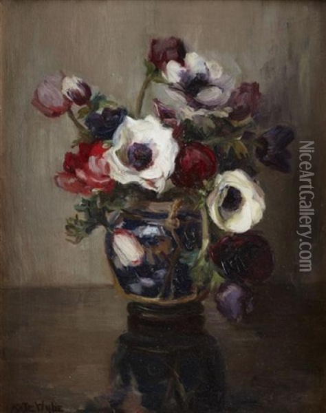 Anemones And Tulips Oil Painting - Kate Wylie