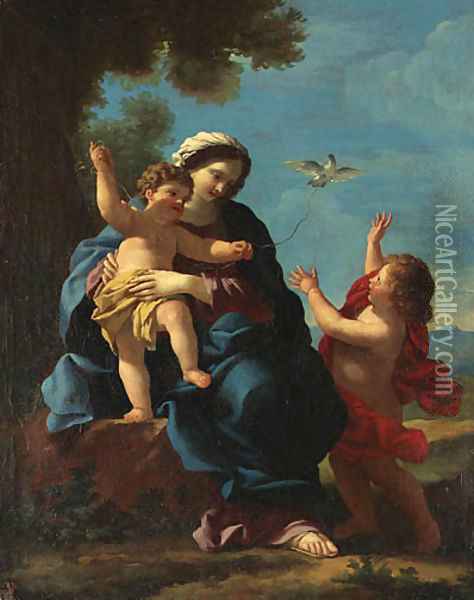 The Madonna and Child with the infant Saint John the Baptist Oil Painting - Giovanni Francesco Romanelli