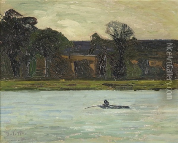 Barque Sur La Seine Oil Painting - Joseph Marie Louis Delattre