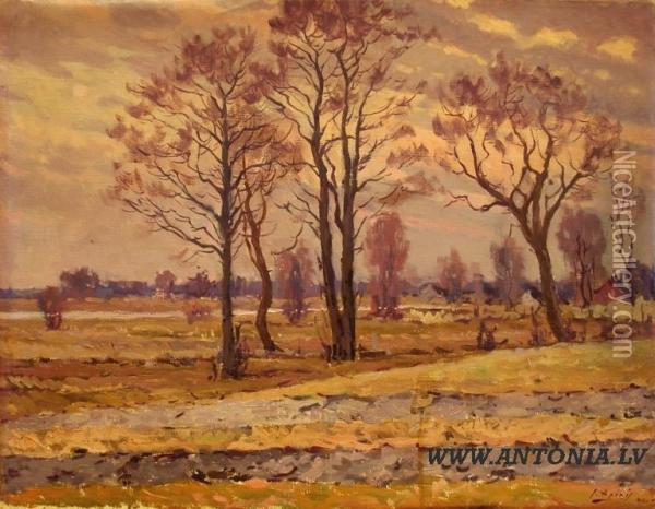 At Early Spring Time Oil Painting - Jekabs Apinis