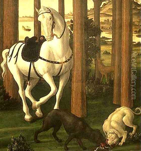 The Story of Nastagio degli Onesti (detail of the second episode) 3 Oil Painting - Sandro Botticelli