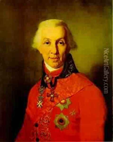 Portrait Of G R Derzhavin 1811 Oil Painting - Vladimir Lukich Borovikovsky