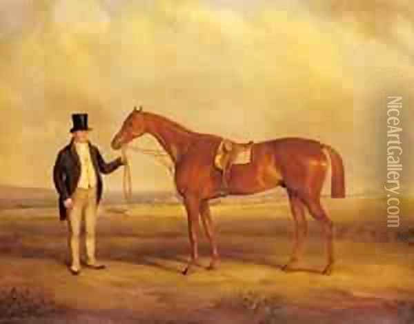 A Gentleman Holding Dangerous The Winner of the 1833 Derby Oil Painting - John Faulkner